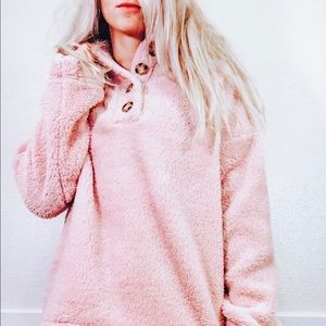 Pink fuzzy pullover